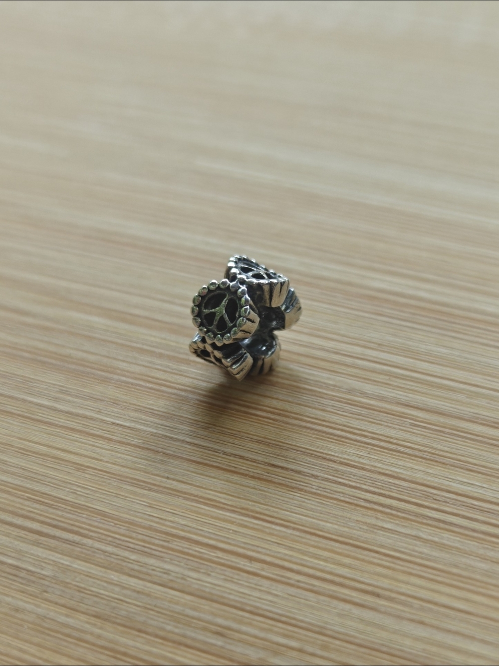 Silver Peace Sign Charm Bead - Pandora Bracelet Compatible